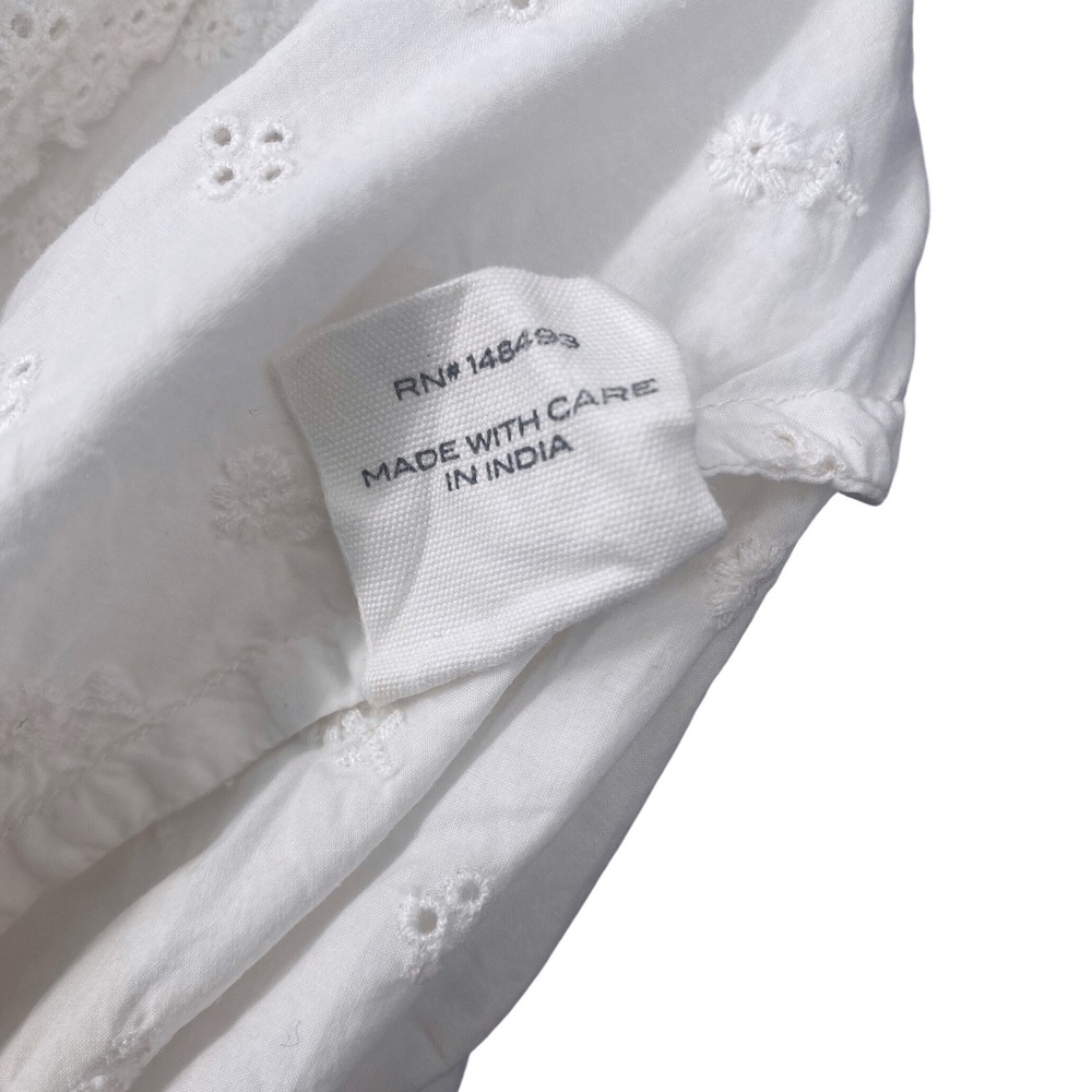 Doen Isolde Midi Dress Salt White Eyelet Cotton Smocked Puff Sleeve Womens XL - Picture 6 of 16